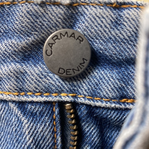 CUTE Carmar Los Angeles Chain Denim Cut Out Mini Skirt Size 24 XS 00 - Picture 9 of 10